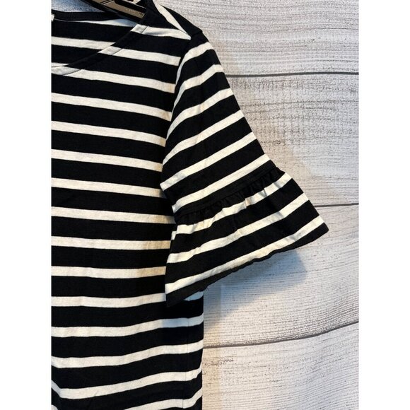J.Crew Ruffled Bell Sleeved Striped T-shirt Dress Size S - Picture 2 of 4